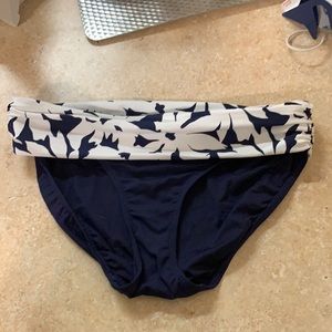 NWT Navy Medium Bikini Bottoms. Very dark blue. Thick wide wide waistband